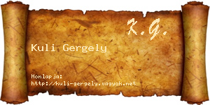 Kuli Gergely névjegykártya